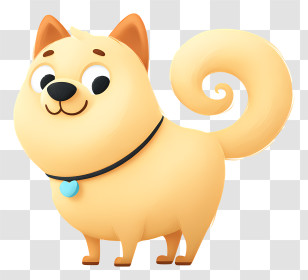 Cute Cartoon Dog - Cute Cream Curled-Tail Dog Transparent PNG