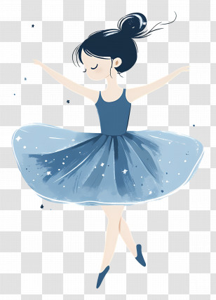Ballet - Graceful Ballerina In Blue Sparkling Dress Transparent PNG