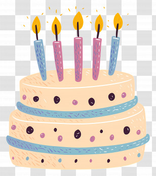 Birthday Cake - Birthday Cake Illustration With Five Candles Transparent PNG