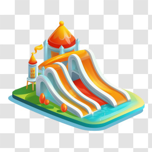 Water Park - Colorful Water Slide Park Illustration Transparent PNG