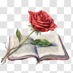 Red Rose
 - Red Rose And Open Book Illustration Transparent PNG