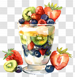 Fruit Parfait - Colorful Fruit Parfait Illustration Transparent PNG