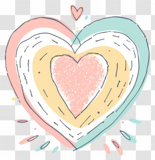 Pastel Heart - Colorful Doodle Heart Illustration Transparent PNG