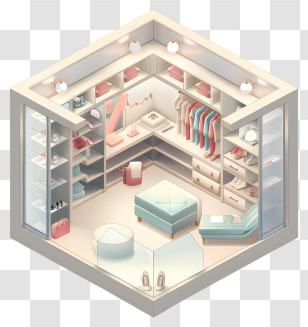 Dressing Room - Modern Walk-In Closet Illustration Transparent PNG