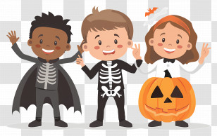 Halloween Kids - Kids In Halloween Costumes Transparent PNG