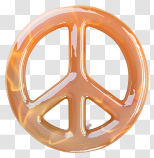 Peace Sign - Orange Glossy Peace Symbol Design Transparent PNG