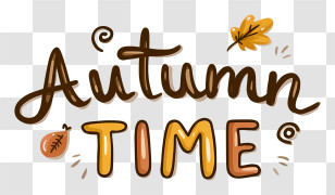 Logo Word Autumn Time - Autumn Time Hand-Lettered Illustration Transparent PNG