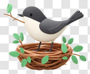 Bird Perched On Nest - Bird In Nest Illustration Transparent PNG