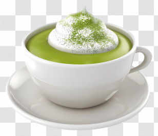 Matcha Green Tea - Matcha Latte With Whipped Cream Illustration Transparent PNG