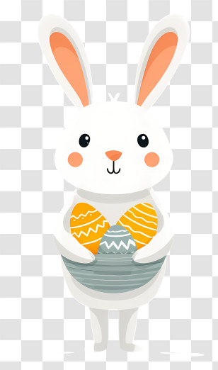 Easter Bunny Holding Easter Eggs - Easter Bunny With Eggs Transparent PNG