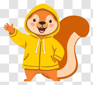 Cartoon Squirrel - Squirrel In Yellow Hoodie Transparent PNG