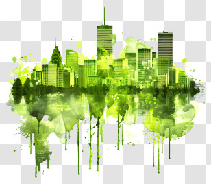 Montreal Skyline - Artistic Green City Skyline Illustration Transparent PNG