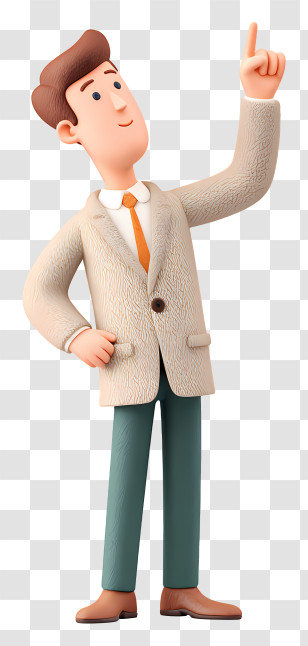 Businessman Pointing Upward - Cartoon Man Pointing Up Transparent PNG