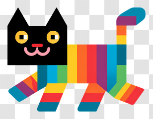 Nyan Cat - Colorful Geometric Rainbow Cat Transparent PNG