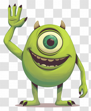 Mike Wazowski - Green Cartoon Monster With One Eye Transparent PNG