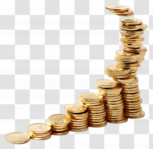 Increasing Money - Stacked Golden Coins Presentation Transparent PNG
