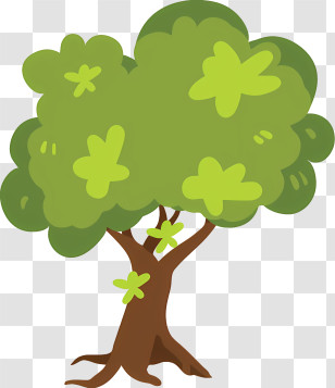 Tree - Cartoon Style Green Tree Illustration Transparent PNG