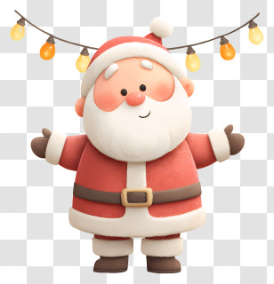 Santa Under Christmas Lights - Cute Santa Claus Transparent PNG