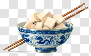 Cubes Of Tofu - Tofu In Porcelain Bowl Transparent PNG