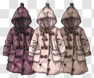 Coat - Set Of Three Hooded Coats Transparent PNG