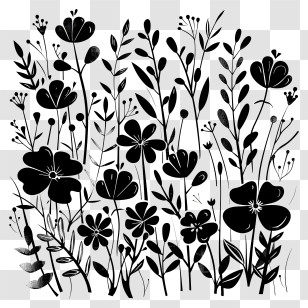 Flowers Silhouette - Black Floral Silhouettes Transparent PNG