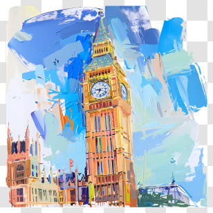 Big Ben - Colorful Painting Of Big Ben Transparent PNG