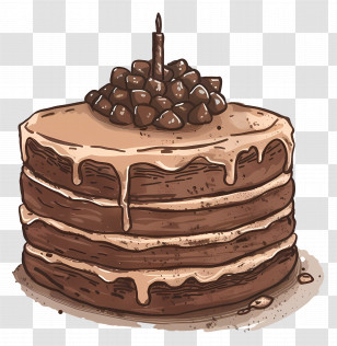 Chocolate Cake - Chocolate Layered Cake Illustration Transparent PNG