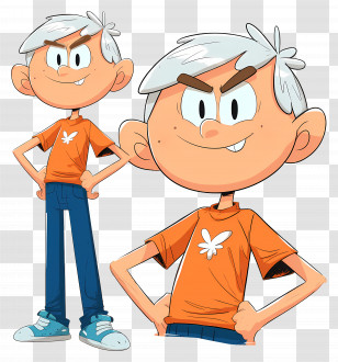 Lincoln Loud - Cartoon Boy In Orange Shirt Transparent PNG