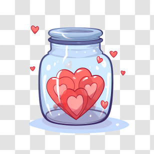 Sweetest Day - Jar With Cartoon Hearts Transparent PNG
