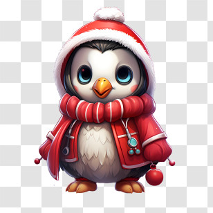 Christmas Penguin - Cute Penguin In Winter Outfit Transparent PNG