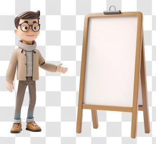 Teacher - Cartoon Man With Blank Presentation Board Transparent PNG