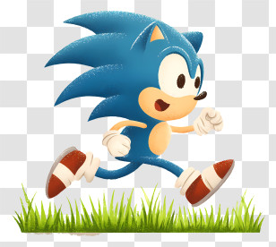 Sonic The Hedgehog Jogging - Blue Hedgehog Running On Grass Transparent PNG