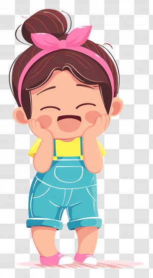 Cartoon Little Girl - Happy Cartoon Girl With Bright Smile Transparent PNG