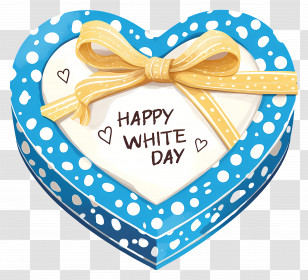 Happy White Day - Heart-shaped Gift Box With Ribbon For White Day Transparent PNG