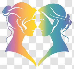 Lgbt Wedding Frame - Rainbow Silhouette Of Couple Transparent PNG