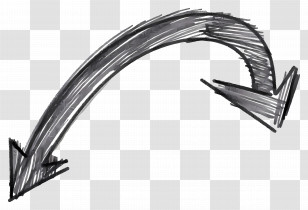 Grunge Arrow - Hand-Drawn Curved Black Arrow Transparent PNG