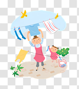 Icon - Mother And Child Hanging Laundry Transparent PNG