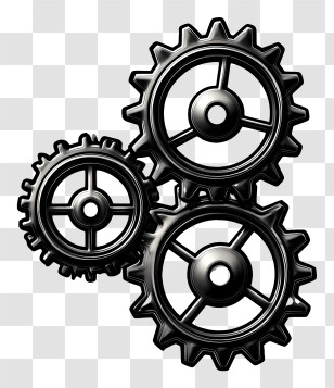 Gears Working Cog - Three Black Metal Gears Icon Transparent PNG