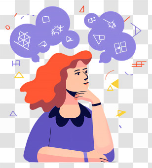 World Logic Day - Woman Thinking Concept Illustration Transparent PNG
