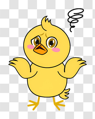 Cartoon - Confused Yellow Cartoon Chick Transparent PNG