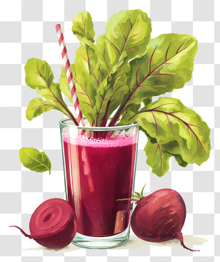 Fresh Beetroot Juice - Fresh Beetroot Juice With Leaves Transparent PNG
