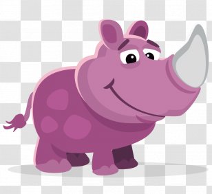 Rhinoceros Hippopotamus Clip Art - Cartoon - Purple Rhino Cliparts Transparent PNG