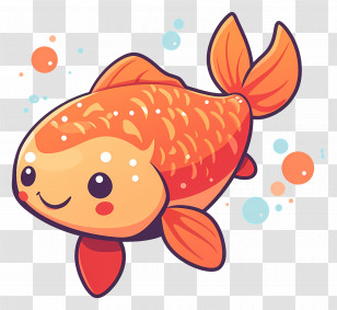 Koi Fish - Cartoon Illustration Of A Cute Goldfish Transparent PNG