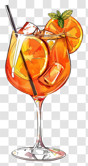 Cocktail - Orange Cocktail With Ice Transparent PNG