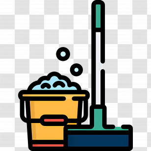 Cleaning Mop - Mop And Bucket With Soap Bubbles Transparent PNG