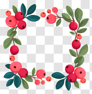 Thanksgiving Cranberry Frame - Hand-painted Berry Wreath Frame Transparent PNG