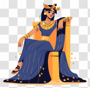 Egyptian Queen - Cartoon Queen On Throne Transparent PNG