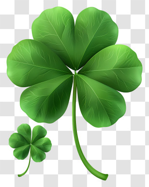 Flat Style 4 Leaf Clover - Green Four-Leaf Clover For Luck Transparent PNG
