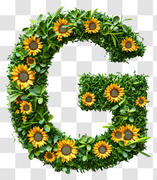 Letter G - Letter G With Sunflowers And Greenery Transparent PNG