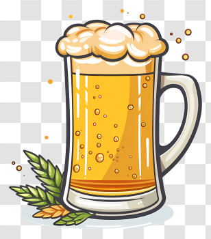 Homebrew Day - Frothy Glass Mug Of Golden Beer Transparent PNG